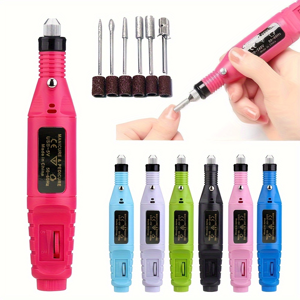 

Usb Electric Nail Portable Pen Style Nail Art Electric Polishing Machine Grinding Bit Set Remover, Nail Glue Grinder Hand And Foot Care Polisher Beginner's Nail Art Set