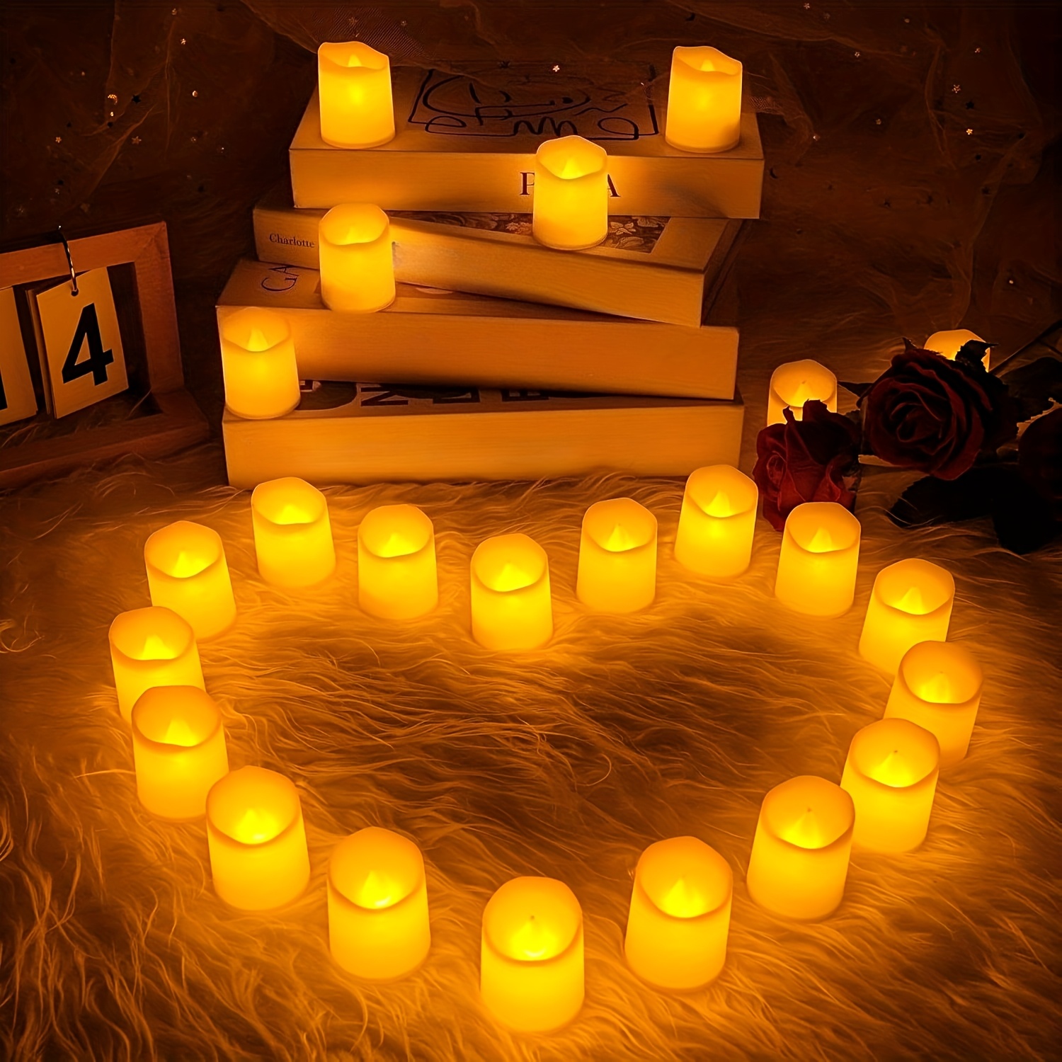 Image of Set Of 24 Led Candles A Warm White Light - Battery-operated Realistic Flameless Tea Lights Suitable For Home, Weddings, Parties, Halloween, And Christmas Decorations - Usable Indoors And Outdoors