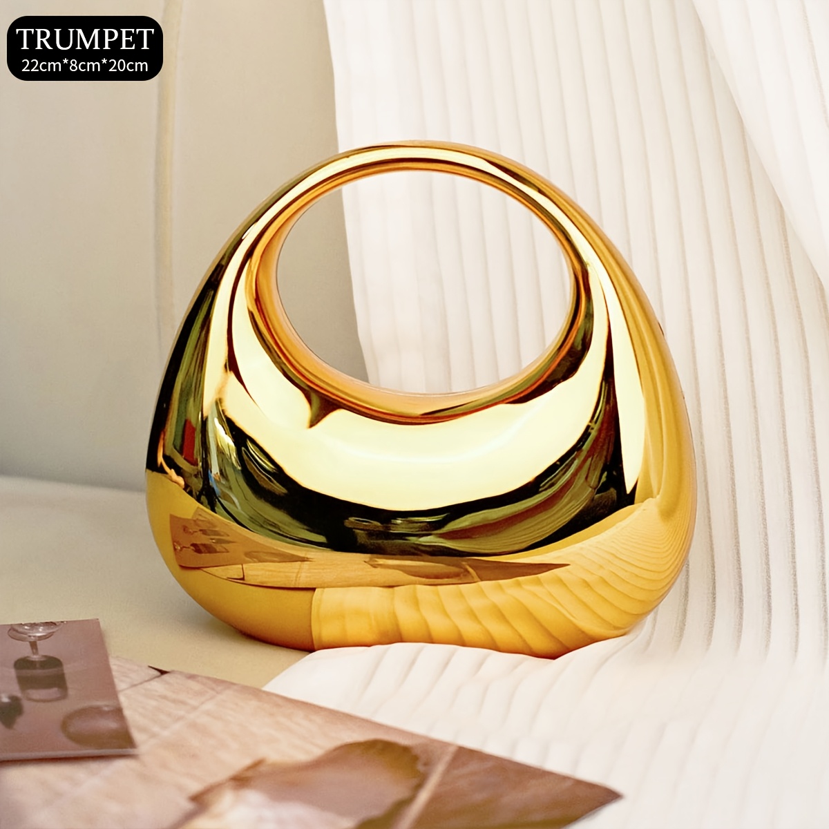 TEMU Miyin Women's Elegant Mirror Acrylic Moon Bag - Detachable Strap & Closure Crossbody Clutch, Suitable For Parties, Weddings, Dinners, Phone