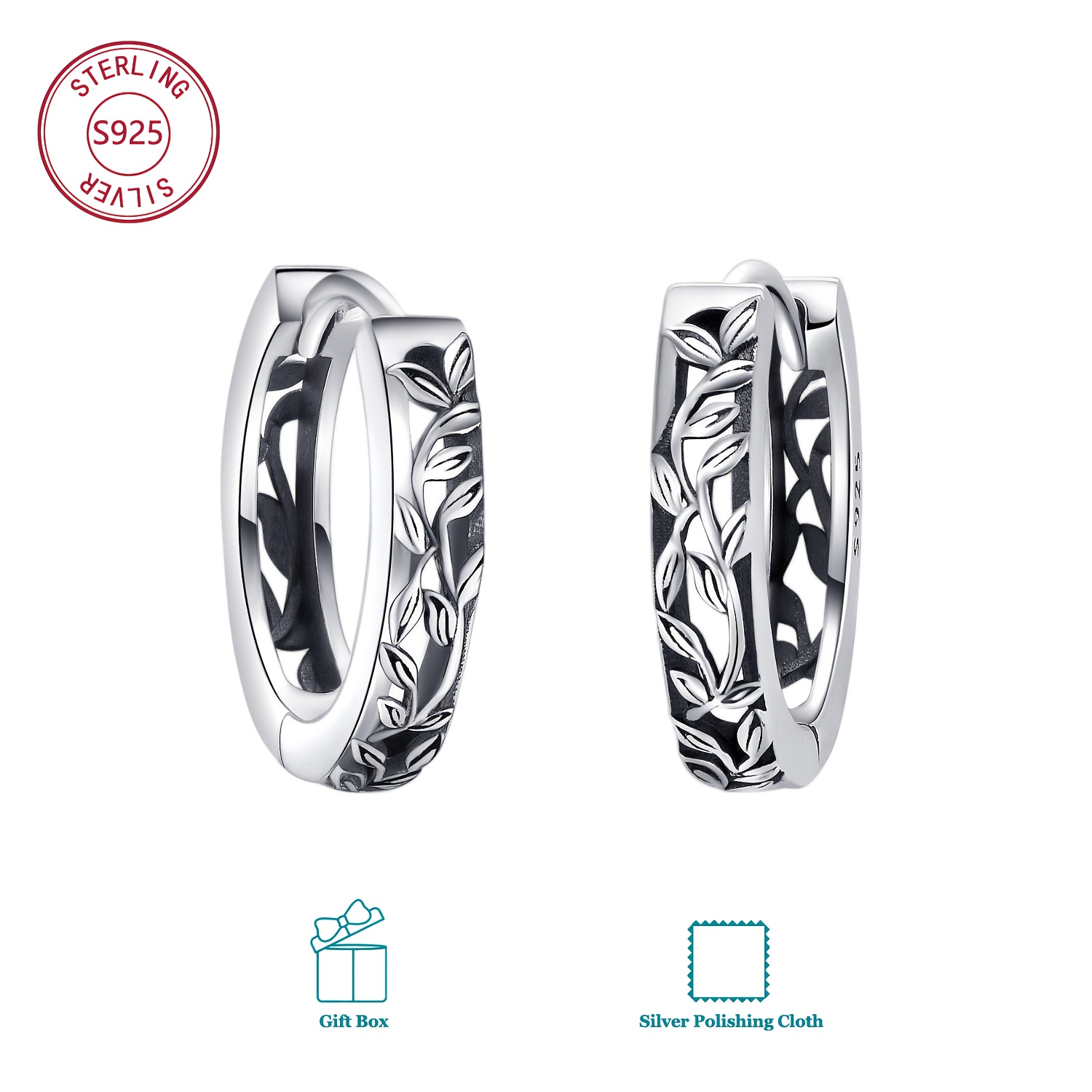 Image of 925 Sterling Silvery Tree Of Life Earrings Unisex Celtic Vintage Hoops Natural Inspired Jewelry For Casual Attire