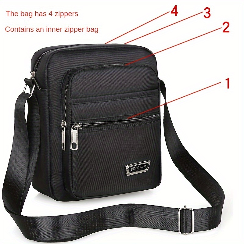 Image of 1pc Korean Version Leisure Large Capacity Shoulder Diagonal Cross Bag For Men And Women's Business Collection Wallet For Summer Men, 4 Zippers And 6 Zippers Bag For Daily Commuting Shoulder Bag