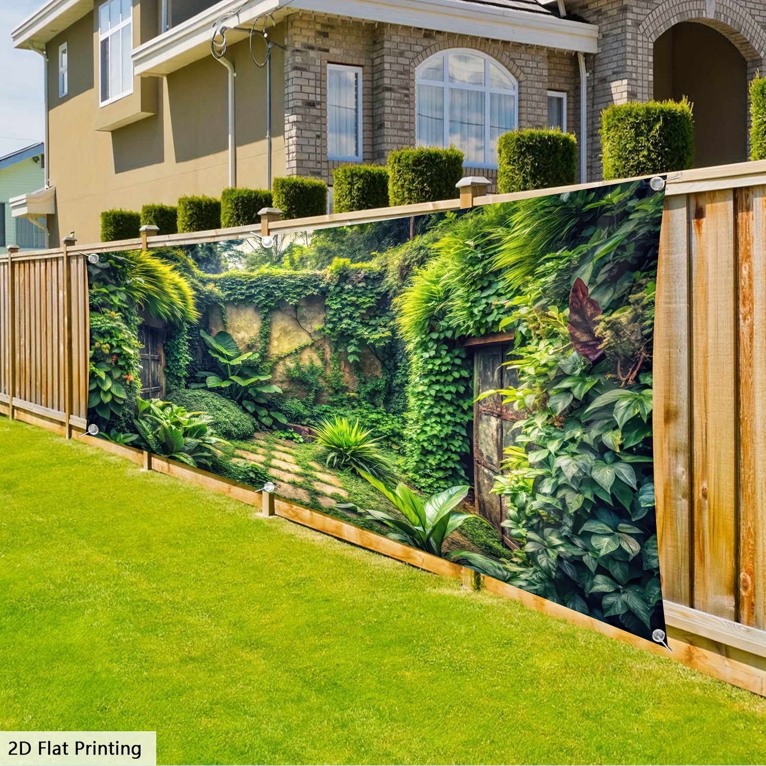 TEMU A Large-sized Vintage Landscape Print On 2d Fabric Featuring Spring And Greenery, Perfect For Party Backdrops, Celebration Decorations, Outdoor