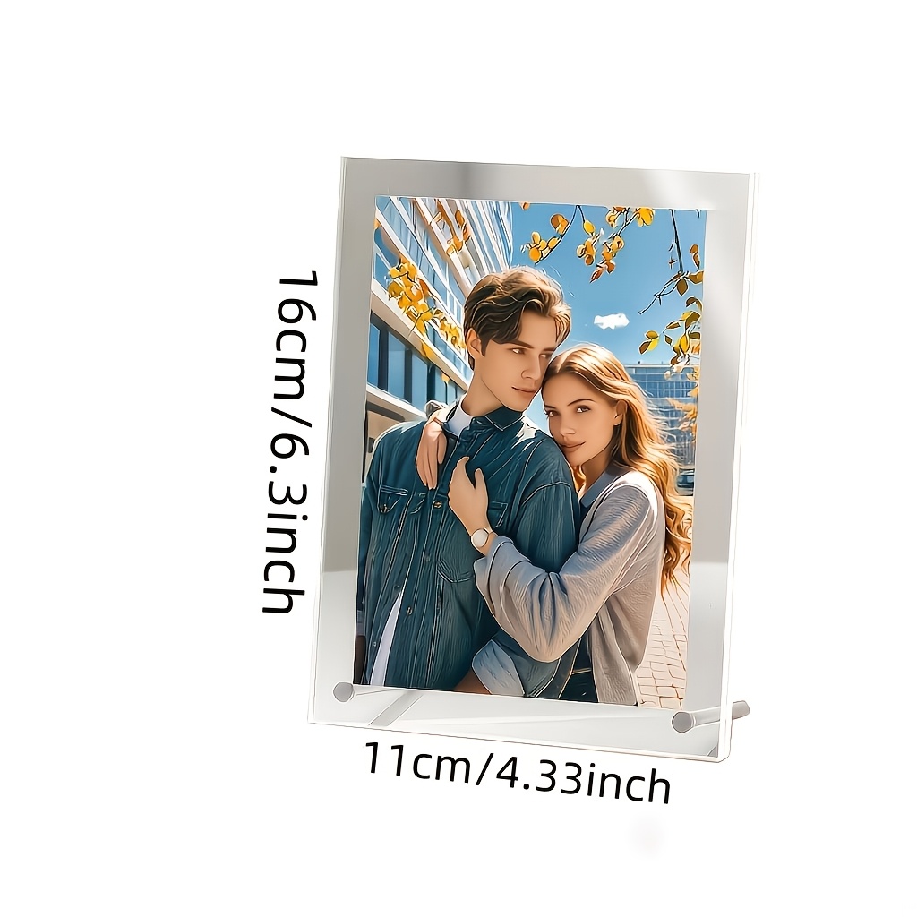 TEMU Ornement de bureau photo acrylique personnalisé [Personnalisable] plat 2D, images personnalisées disponibles, présentoir de table élégant, idéal