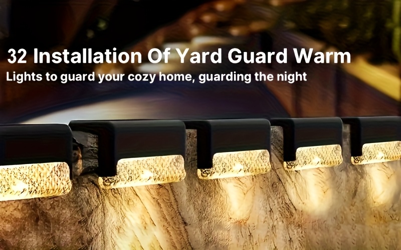 32 pack led solarstep lights outdoor solar powered stairights with lightsensorcontrol warm ledights landscapeighting fixtures forstairs steps fences gardens yards courtyards in brown halloween christmas thanksgiving new year valentines day gifts details 1