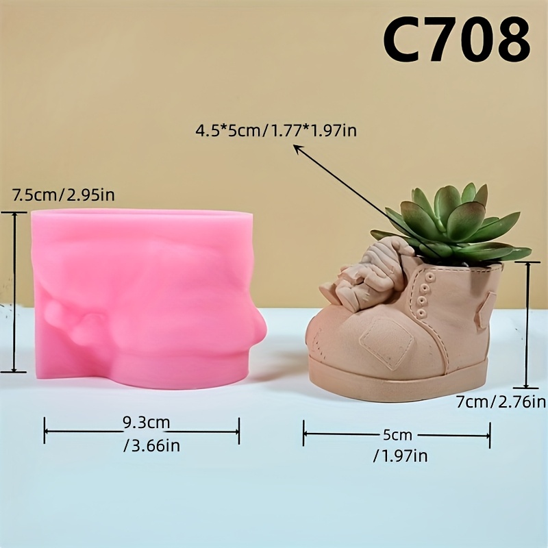 Image of Shoes Santa Claus Succulent Plant Flowerpot Epoxy Resin Silicone Mold Hat Elderly Boots Storage Box Candle Cup Concrete Cement Gypsum Mold