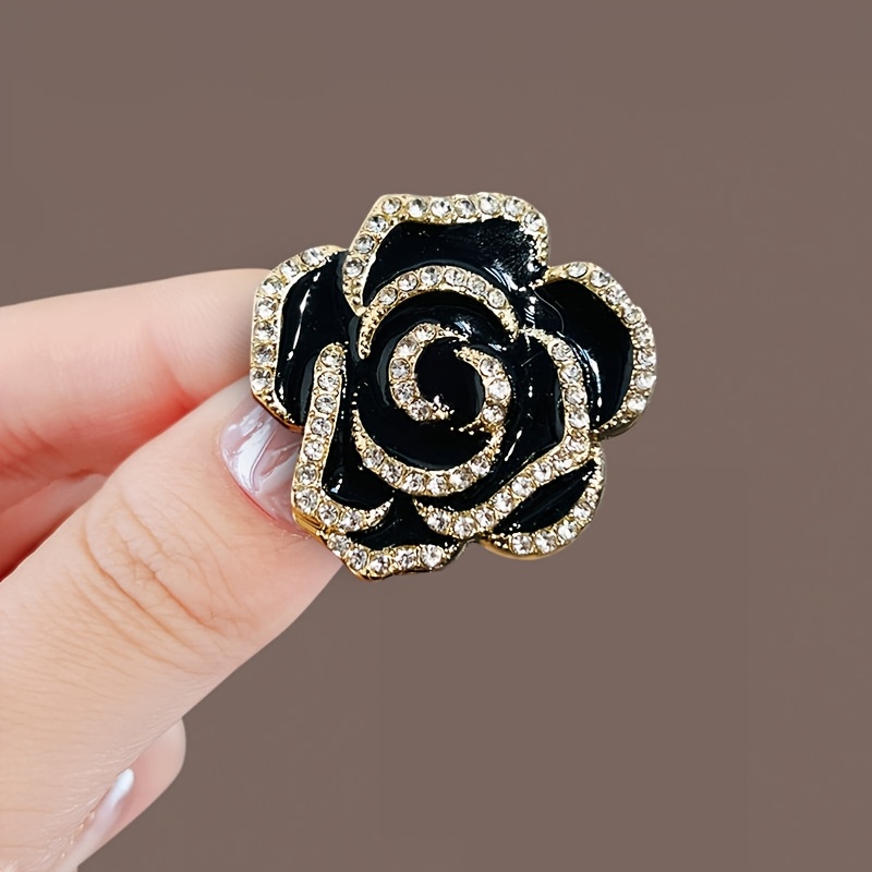 TEMU 1 broche de pétalo de cristal colorido para damas, elegante, con , corsage adecuado para abrigos, trajes, retro, exquisito, anti-exposición, pin