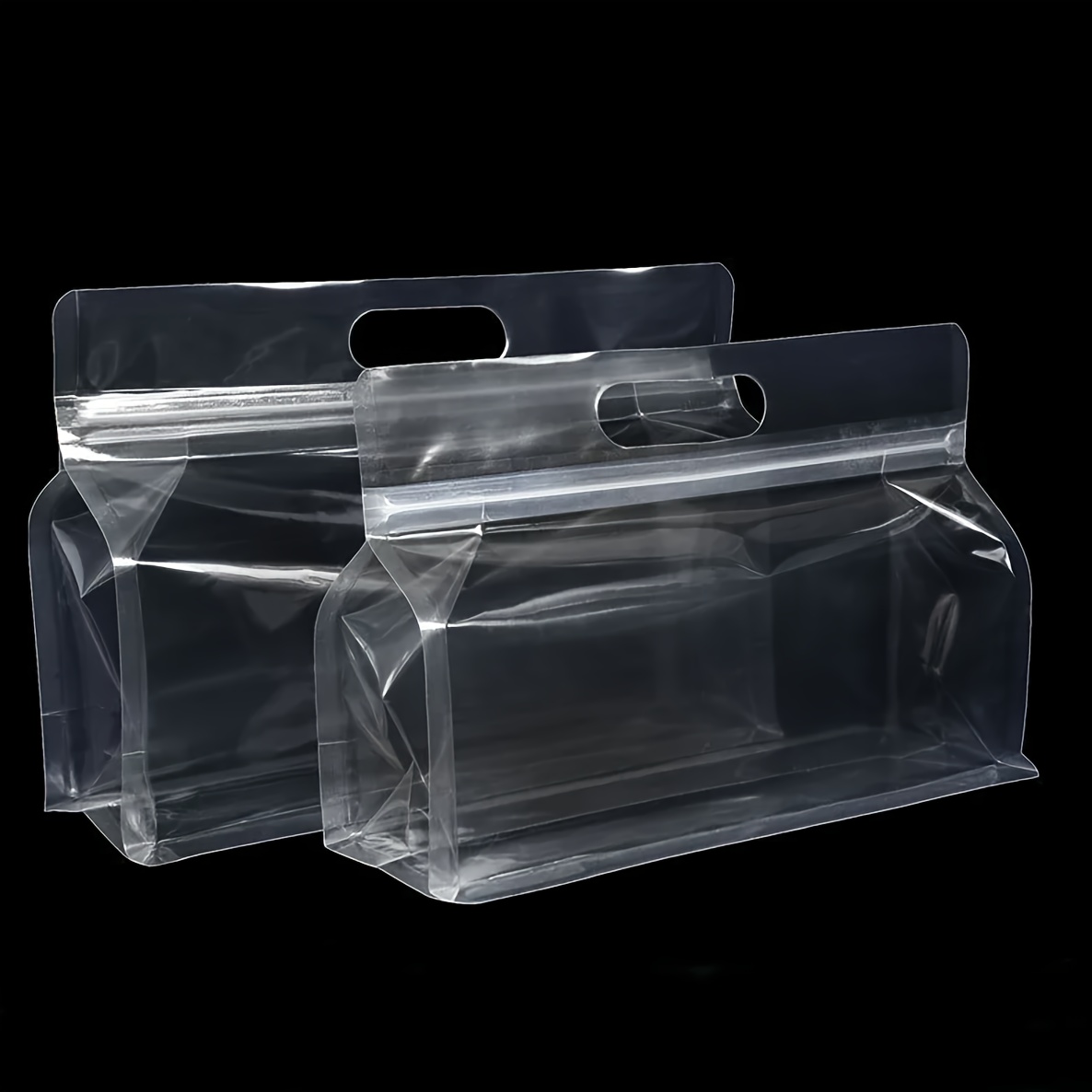 50 100pcs transparent thickened   sided sealed flat bottom   packaging bag packaging nut with handle food grade storage bag
