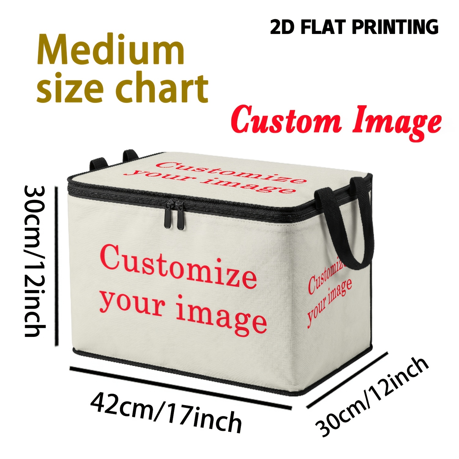 TEMU (customizable With Photo) 1pc High-definition Large Foldable Zipper Storage Box, Storage Box. Used For Home Clothing, Miscellaneous Items