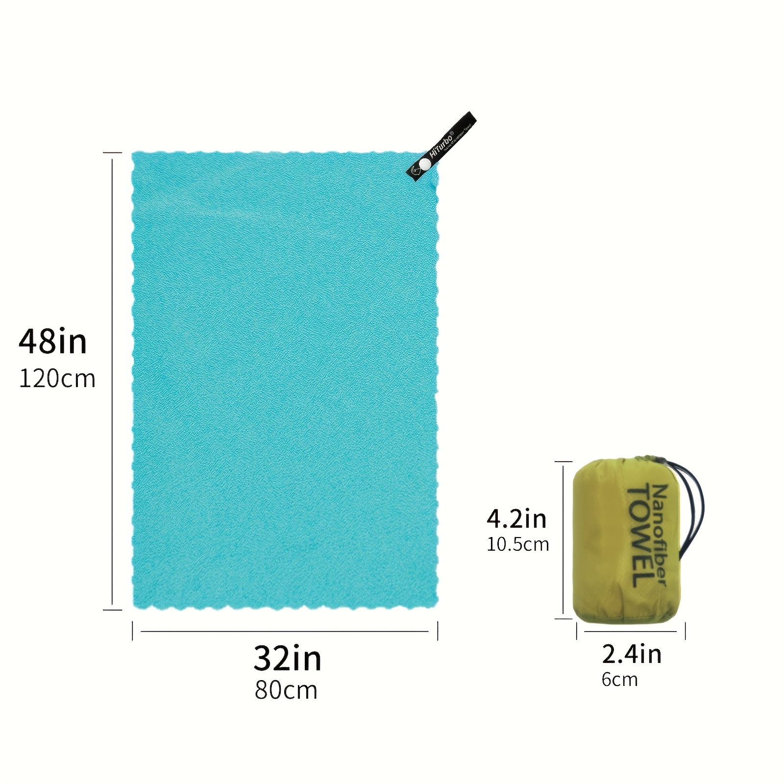 Image of Hiturbo Quick-drying Outdoor Towel With Portable Bag, Nano Microfiber Towel Thin And Compact, Ideal For Absorbing Sweat During Sports Activities Like Camping, Gym, Swimming, Yoga, And Travel