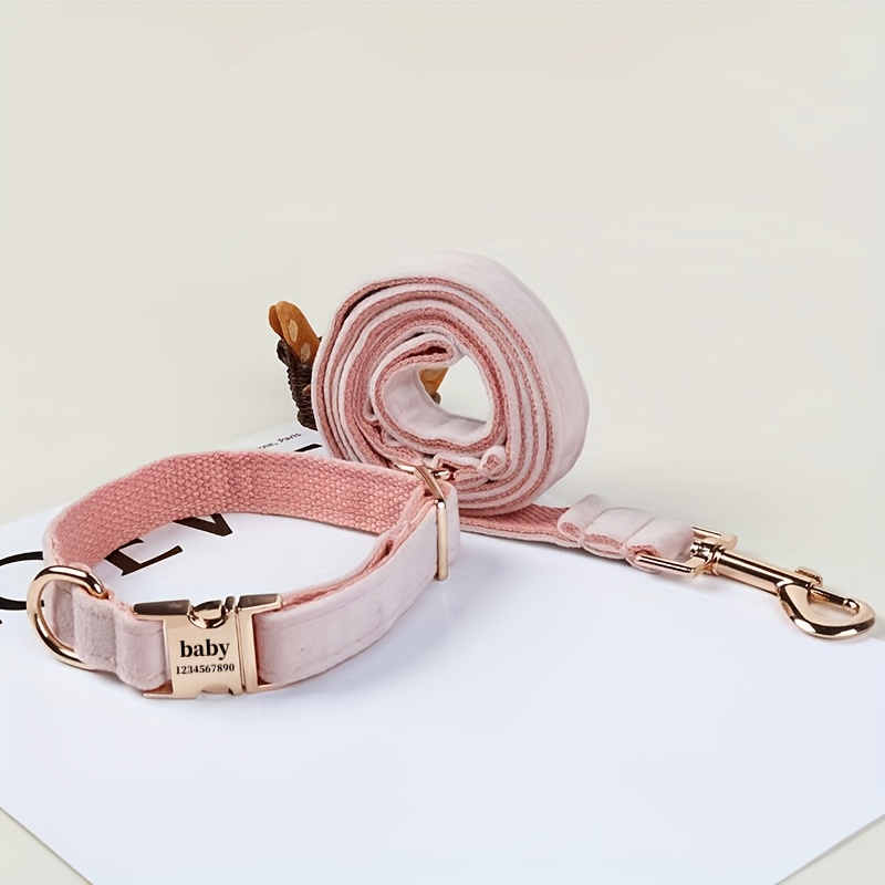 TEMU Personalized New Adjustable Alloy Snap Button Secure Zipper Hook Dog Collar Set, Adjustable Collar With , Soft And Comfortable Pet Neck Strap,