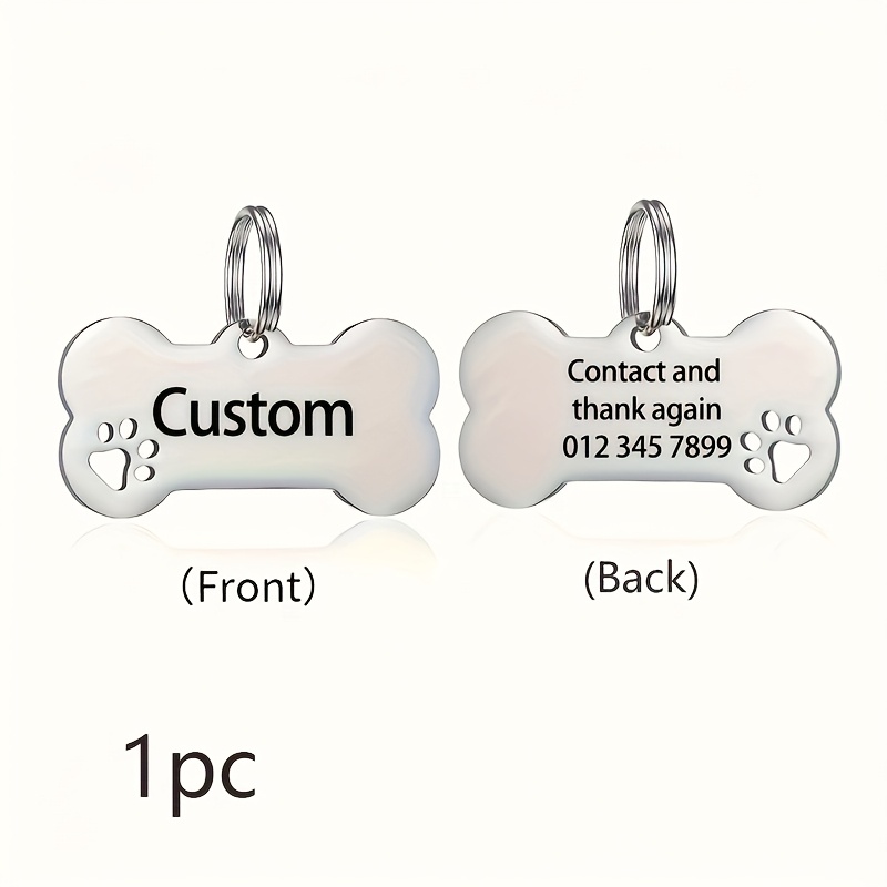Customized Personalized Dog Tag, Durable Stainless Steel Tag
