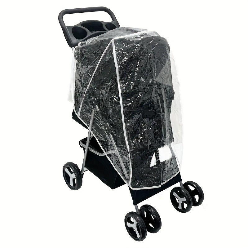 TEMU Transparent Pet Stroller Rain Cover, Eva Material Dog Outing (rain Cover Only, Excludes )