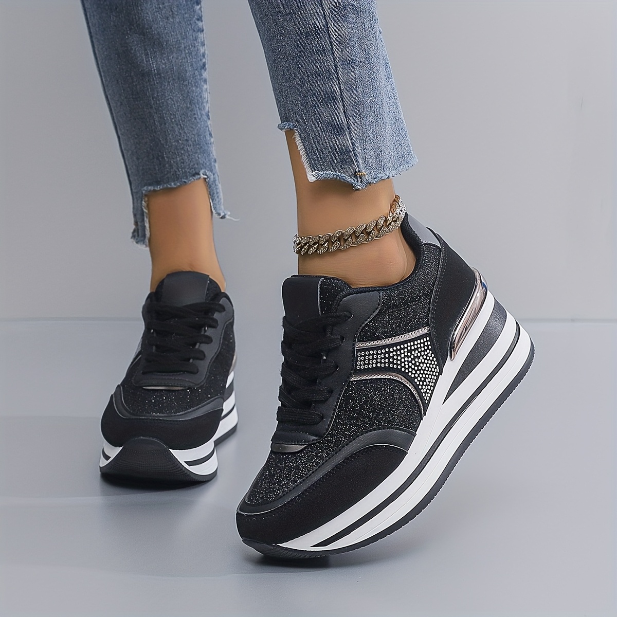 damensneaker dicker sohle absatz ganzjahres vielseitige Temu Germany