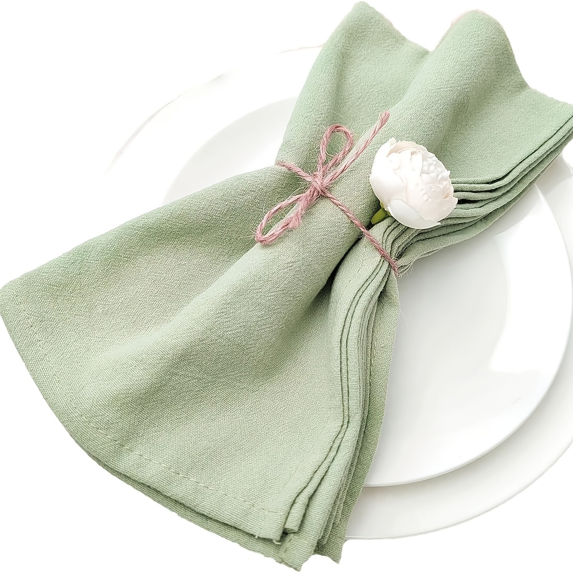 Image of Set Of 12 Cloth Napkins, Measuring 17x17 Inches, Made From 100% Cotton. Washable Fabric Napkins Are Perfect For Family Dinners, Parties, And Weddings