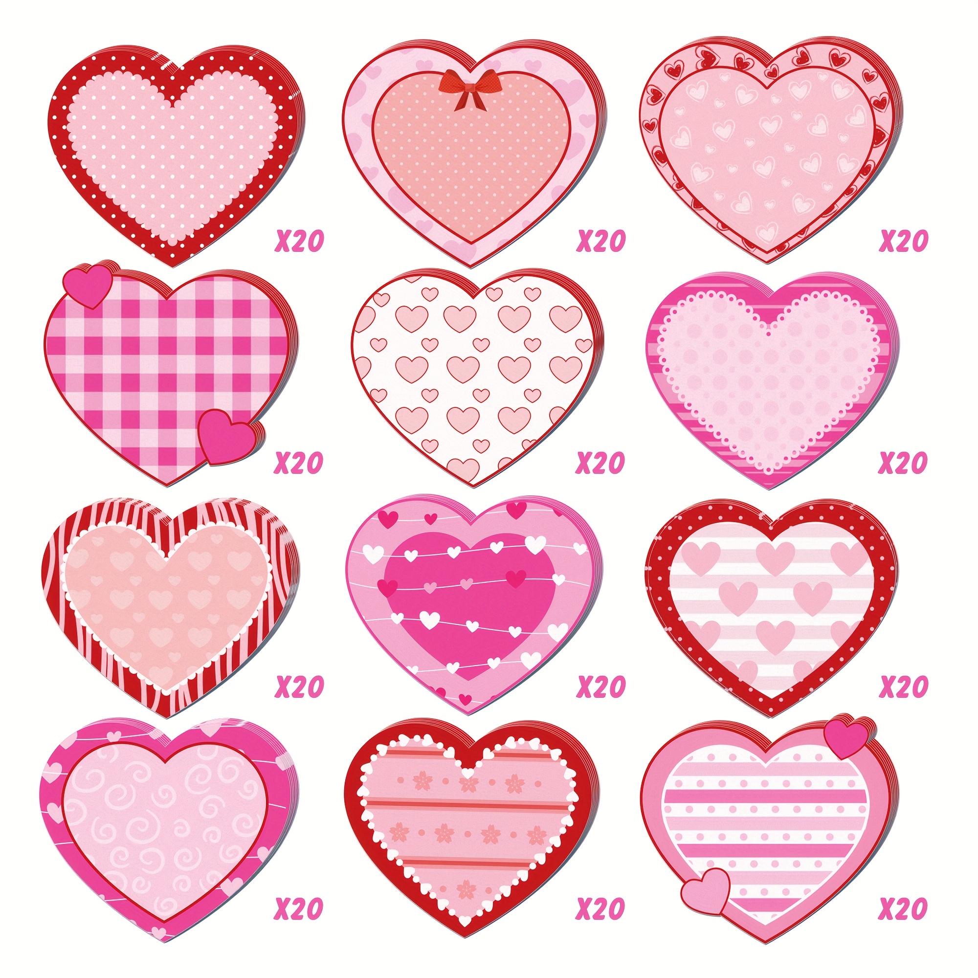 

240pcs Valentine's Day Heart Cutouts With Adhesive Dots - Decorations For Bulletin Boards, Classrooms, Weddings & Anniversaries - Assorted Patterns (, , Stripes, Hearts) In Pink & Red, Room Decor