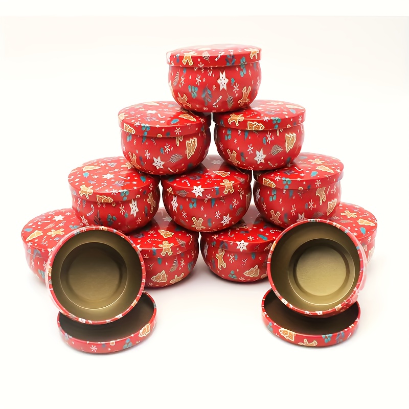 

12pcs 2.2oz Christmas Metal Tins With - Diy Candles, Aromatherapy & Travel Storage