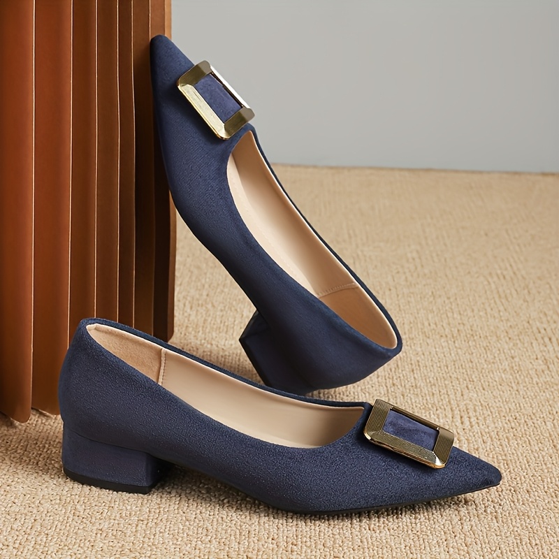 Josie Blue Low Block Heel Josie Navy Blue Dress Pumps Low Heel