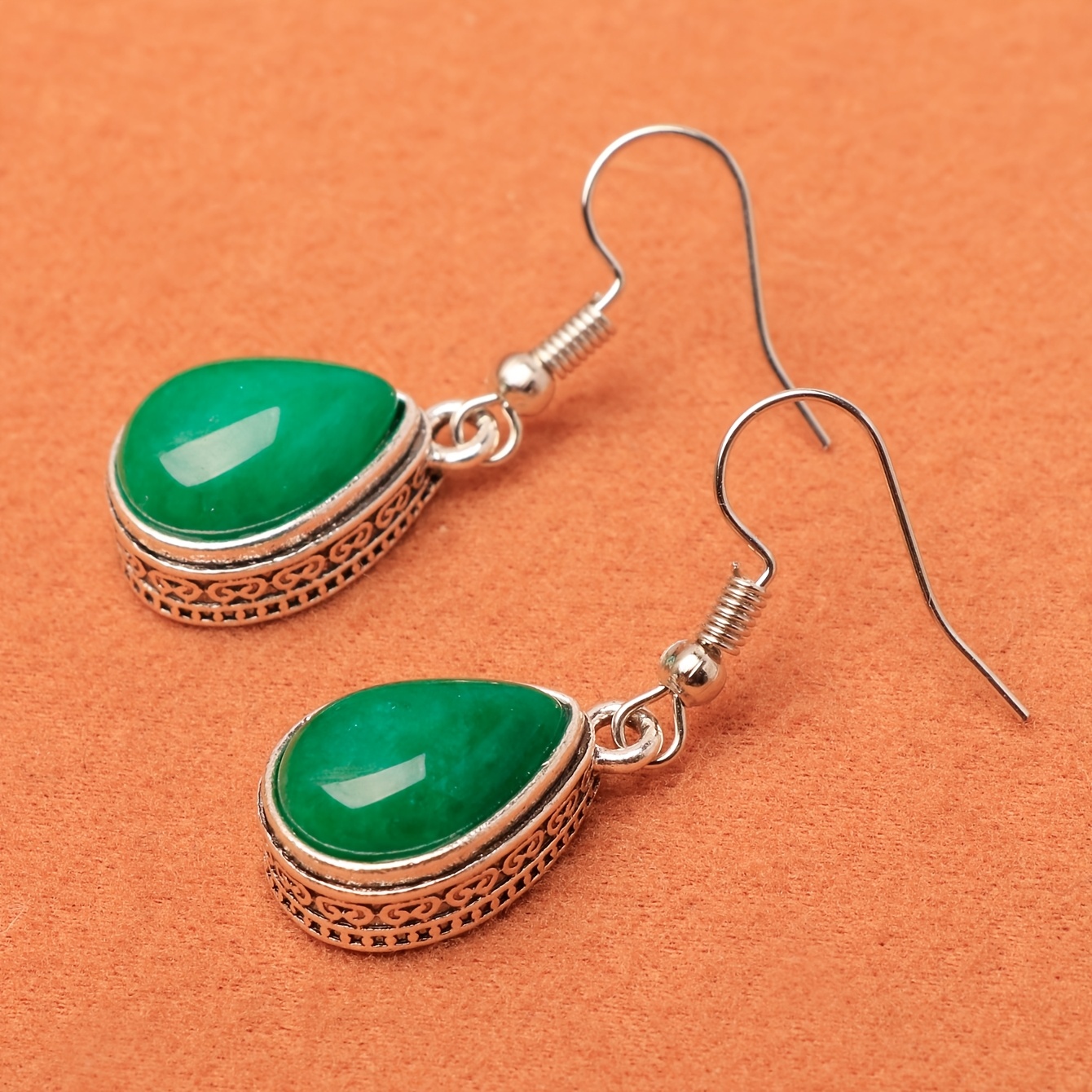 Women's Vintage Large Red Teardrop Earrings — Elegant Gift