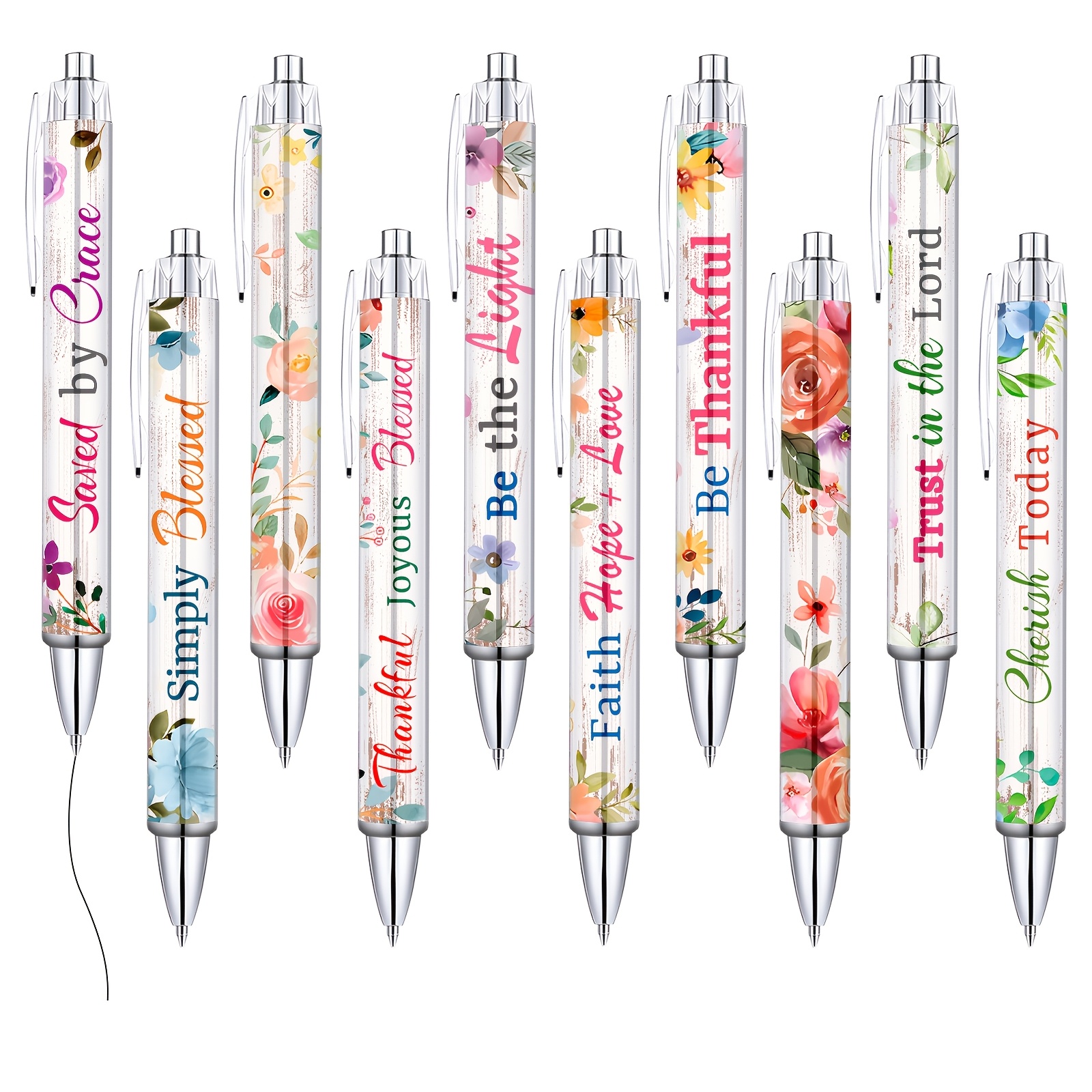 

10 Ballpoint Pens Designed For Women Featuring Inspirational Quotes And Verses, Pens, And Retractable Ink Pens Suitable For Students And Colleagues.