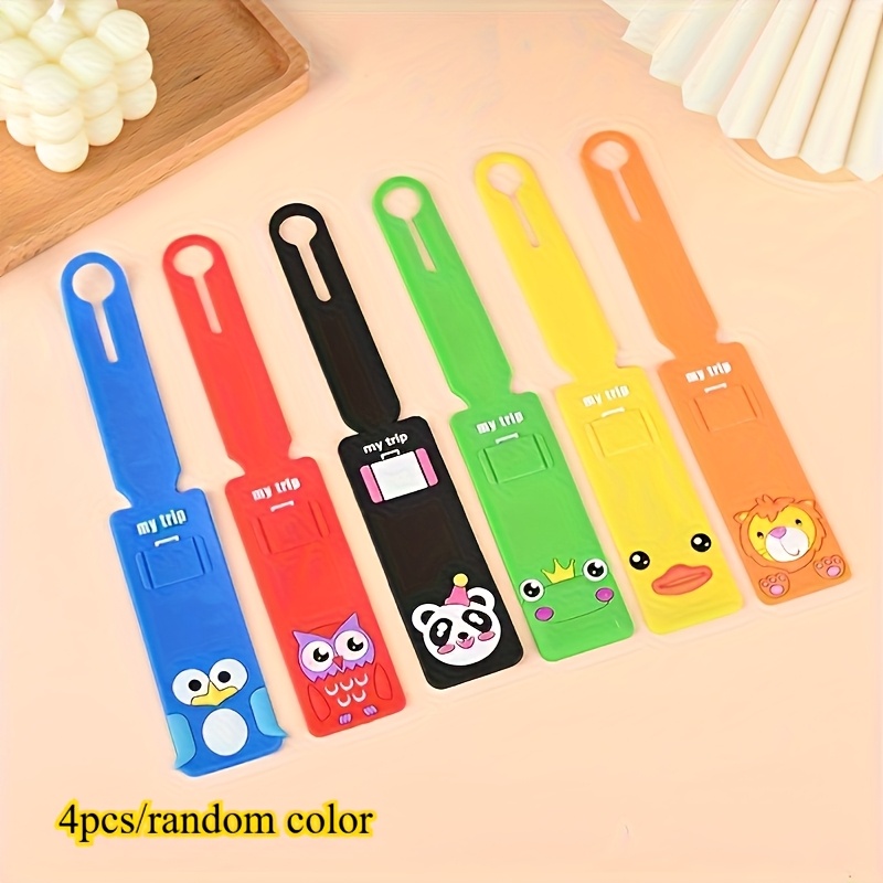Image of 4pcs Vibrant Cartoon Airplane Luggage Tags, Creatively Cute Silicone Luggage Tags, Tag Boarding Passes, Luggage Tags, Tags - Travel Bag Additions. Random Color
