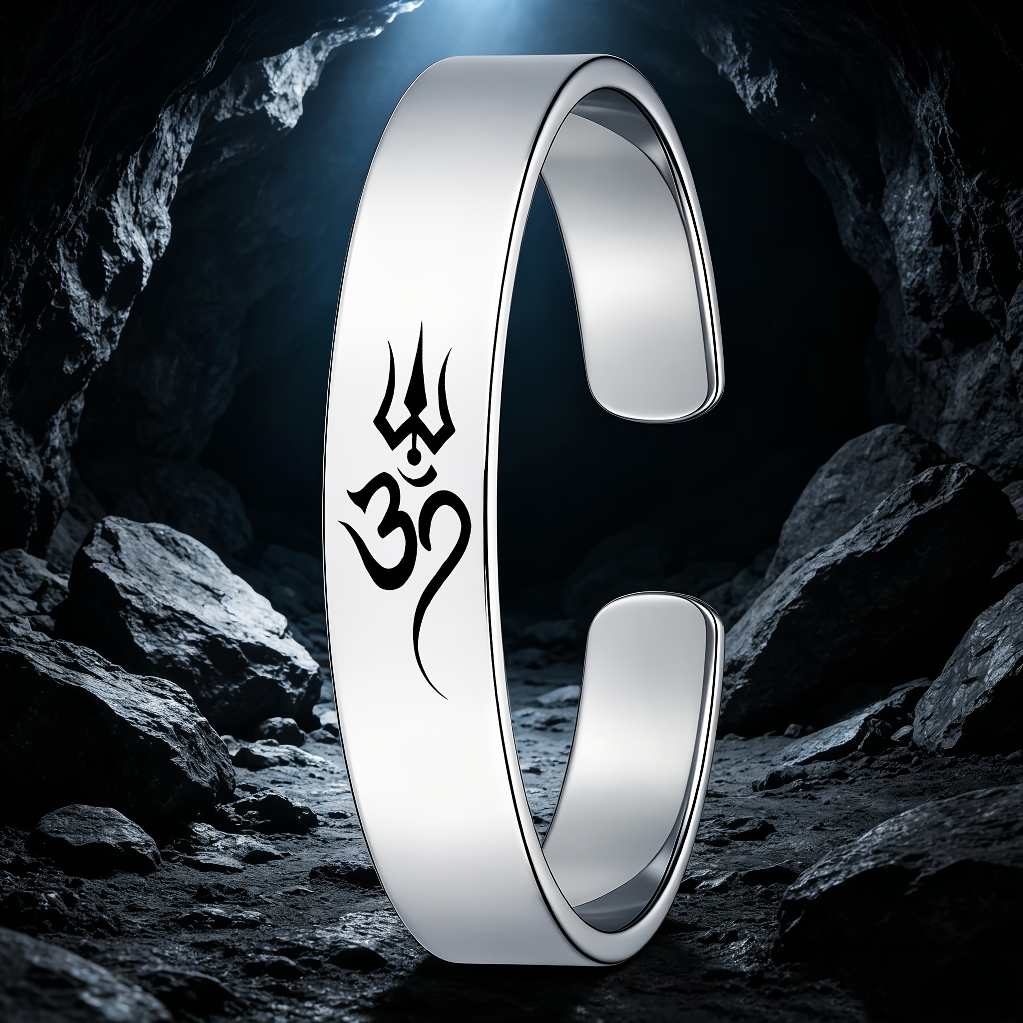 Men's Retro Symbol Trident Open Bangle
