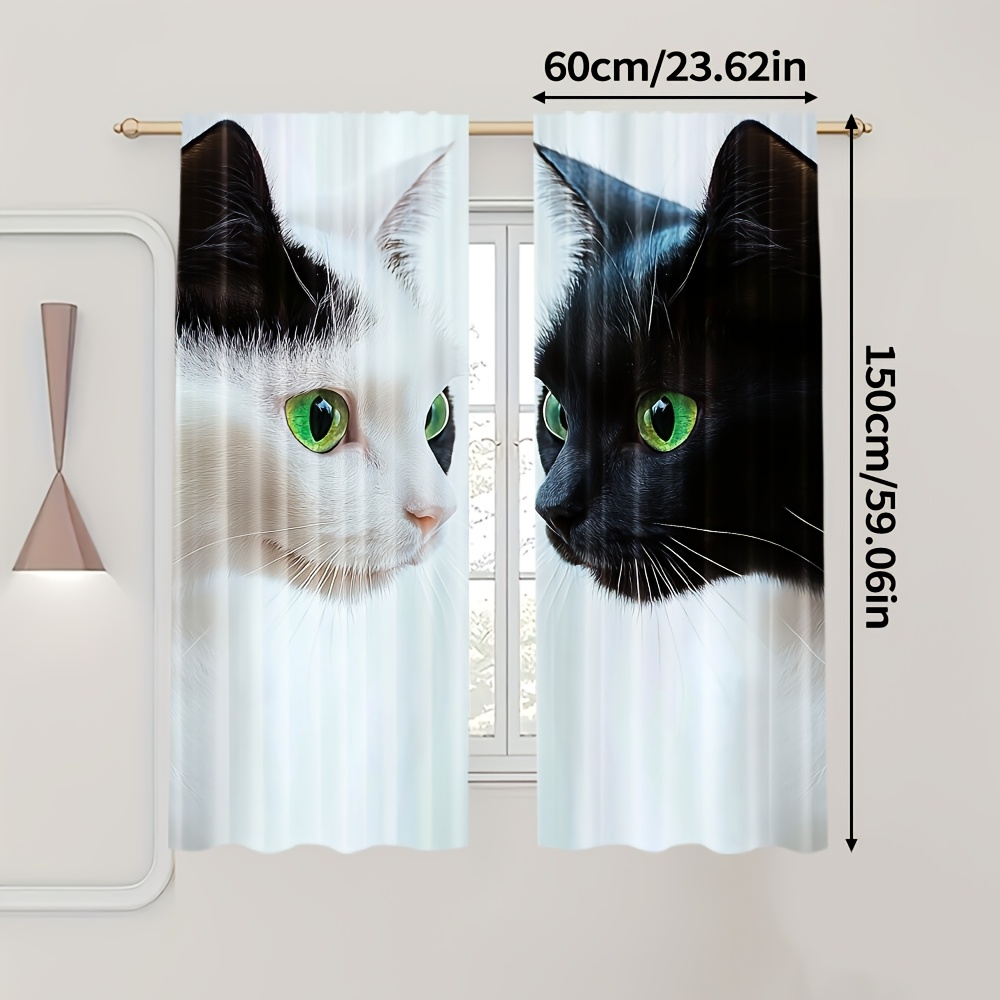 TEMU Ensemble de 2, Tissu avec des chats noirs et , fabriqué en polyester polyvalent (tuteur non , mouvement, piles). Idéal pour la décoration