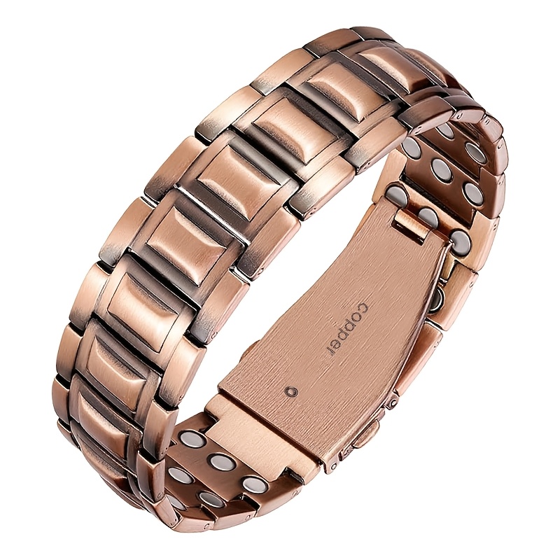 

1pc Copper Bracelet For Men With , Magnetic Copper Jewelry Featuring Strong 3800 Magnets, High-quality Fold-over Clasp Copper Bracelets