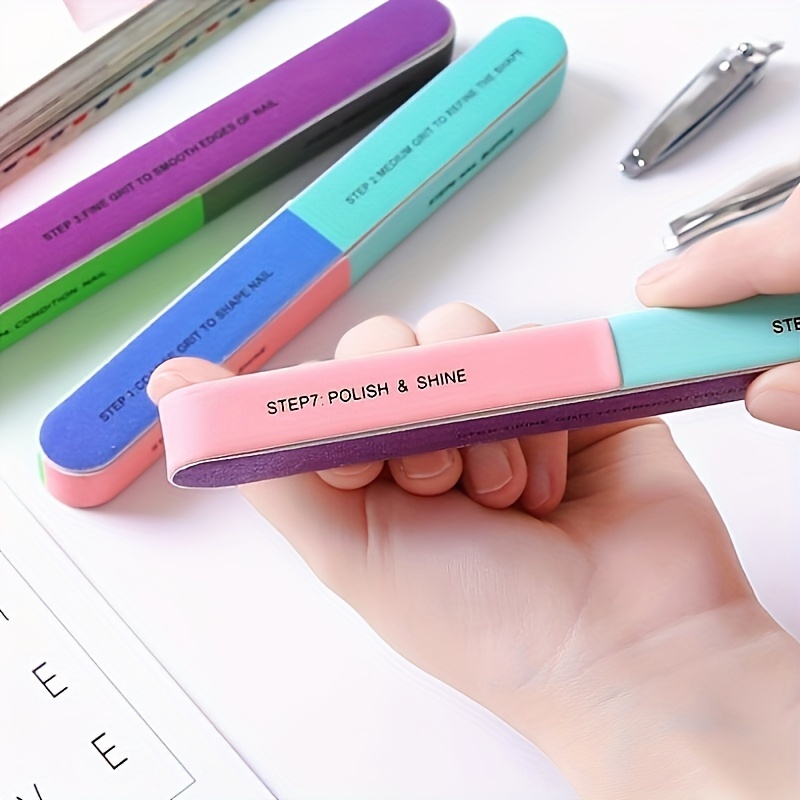 

6-sided Nail File & Buffer Set, 1pc - Professional Nail Care Tool For Manicure & Pedicure With Polishing & Shining Functions - Creative Print Design, Perfect For Salon & Home Use, Unscented