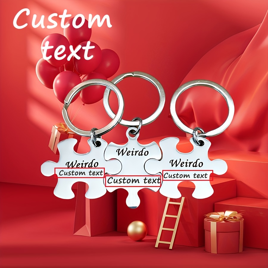 TEMU 3/4pcs/set, Personalized Customization, Custom Text Creative Friendship Best Friend Keychain Set, Stainless Steel Puzzle Key Ring Set, Bff