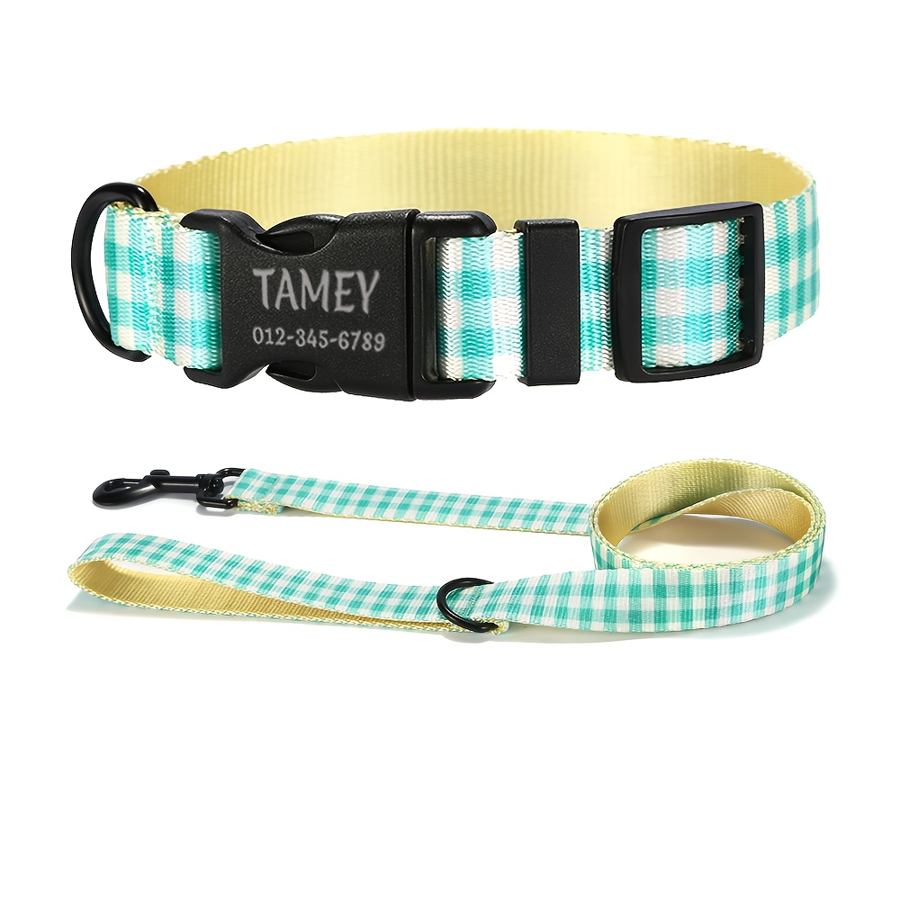 6 Colors/5 Sizes Pet Dog Collar and Leash Set, Customizable