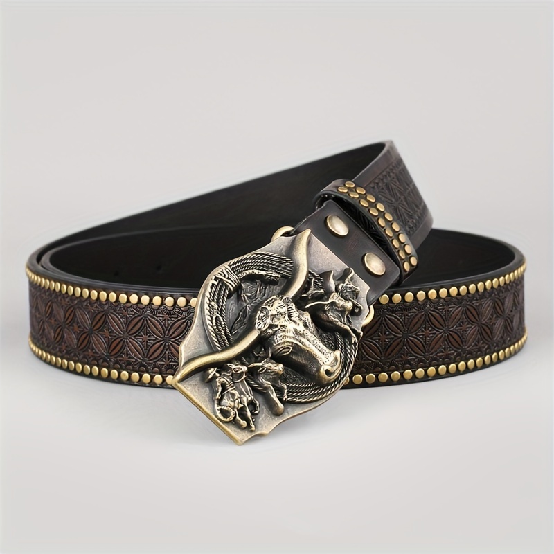 

Men' Leather Belt With Animal - & Stylish Accessory