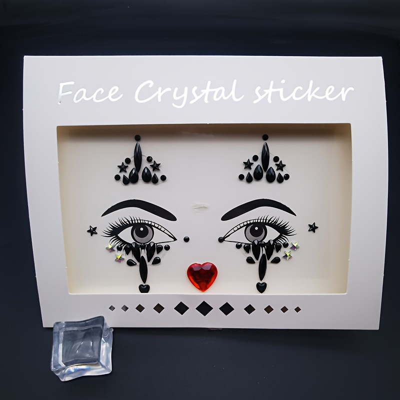 TEMU Adesivi Autoadesive per Trucco di Halloween, Cristalli Scintillanti da Clown e Artistiche Adatte a Feste in Maschera Cosplay Rave Outfit Costume