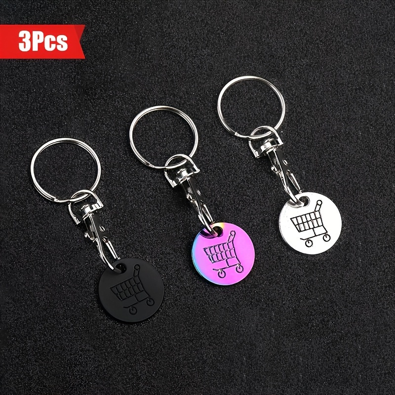 

1pc 3pcs Hot Selling Combination Set Supermarket Hand-pushed Shopping Cart Coin Metal Token Lobster Keychain Advertising Small Gift