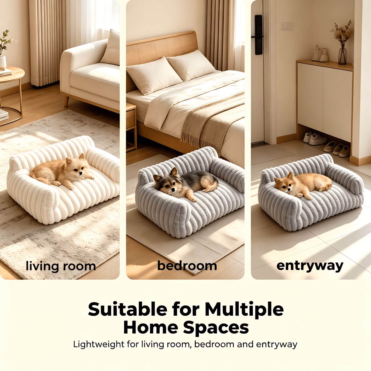 plush pet sofa bed high back comfortable cat couch soft ribbed dog bed for small dogs cats raised edge cushion pet sleeping bed with non slip multi scene furniture s size 19 69 15 75 7 8in Product details 4