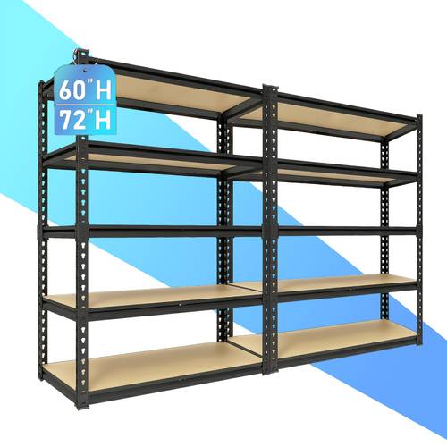 60 72 heavy duty garage storage shelves 2000 lbs capacity metal rack with 5 adjustable wood shelves easy boltless assembly perfect multipurpose organizer for home and kitchen utility shelves