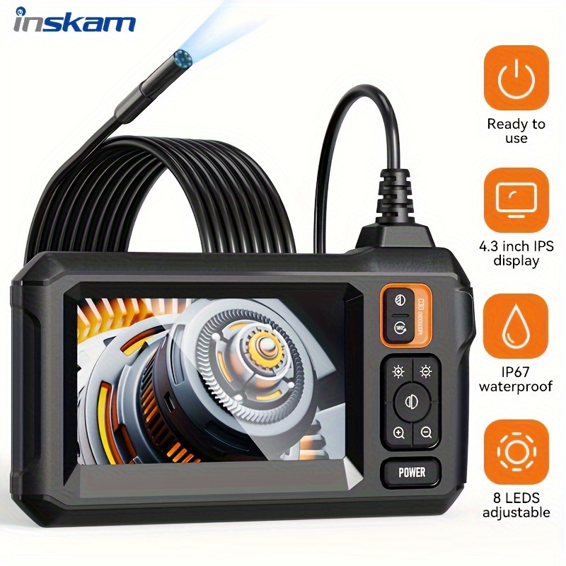 

Inskam 4.3" Ips Lcd Endoscope - , 8mm , Extendable (1/5/10/15/20/30m), For Auto &