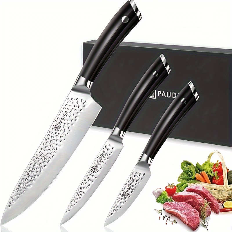 

Paudin Kitchen Knives Set Of 3, Sharp Chef Knife Set With Ergonomic Abs Handle, High Carbon Stainless Steel Knife Set Kitchen Gadgets Gifts For Mom Or Dad