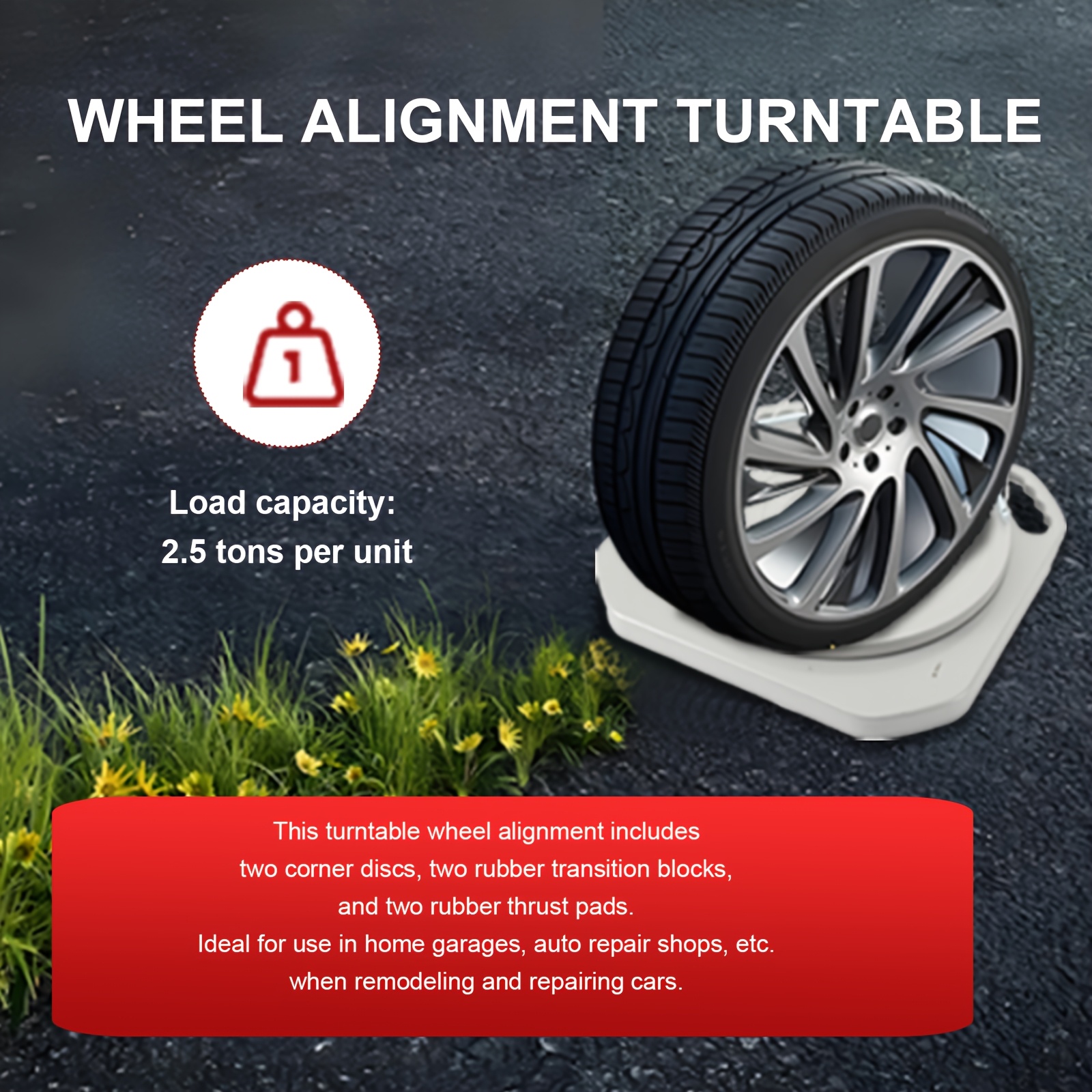 360° Car Wheel Alignment Tool Turn Plates, 1 Pair