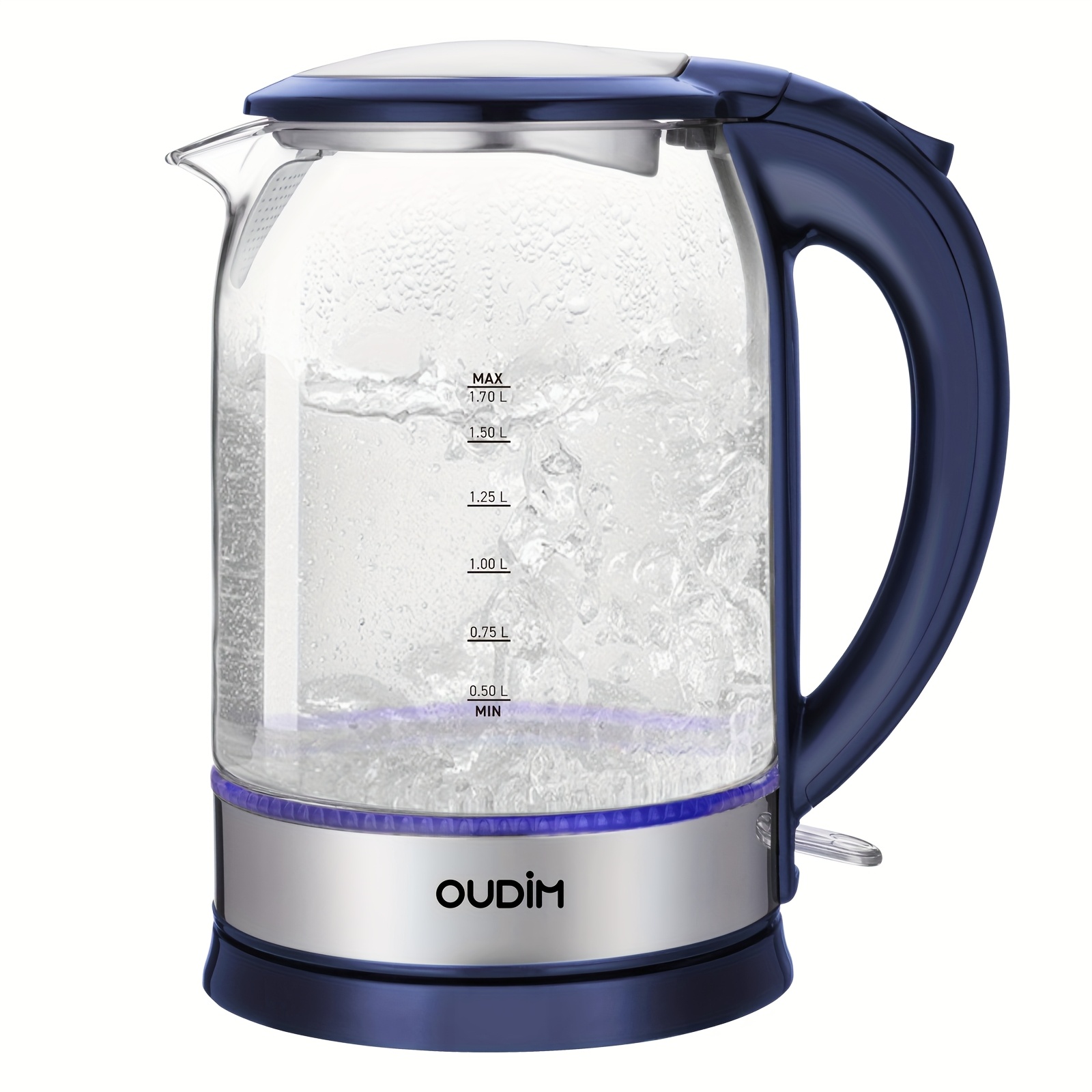 

1.7l Glass Electric Kettle For Tea & Coffee - 1500w, Bpa-free, Stainless , Led Light, Auto Shut-off, Handle, Boil , Filter Function, Easy To Clean, Ideal For Kitchen, Home & Rv Use