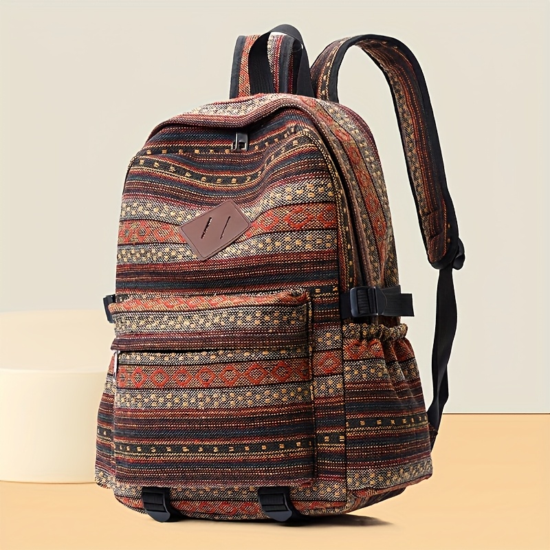 Striped Navy and Brown Women\'s Backpack Mossimo Supply Co. Backpack Blue/White Striped Brown | eBay main image 4
