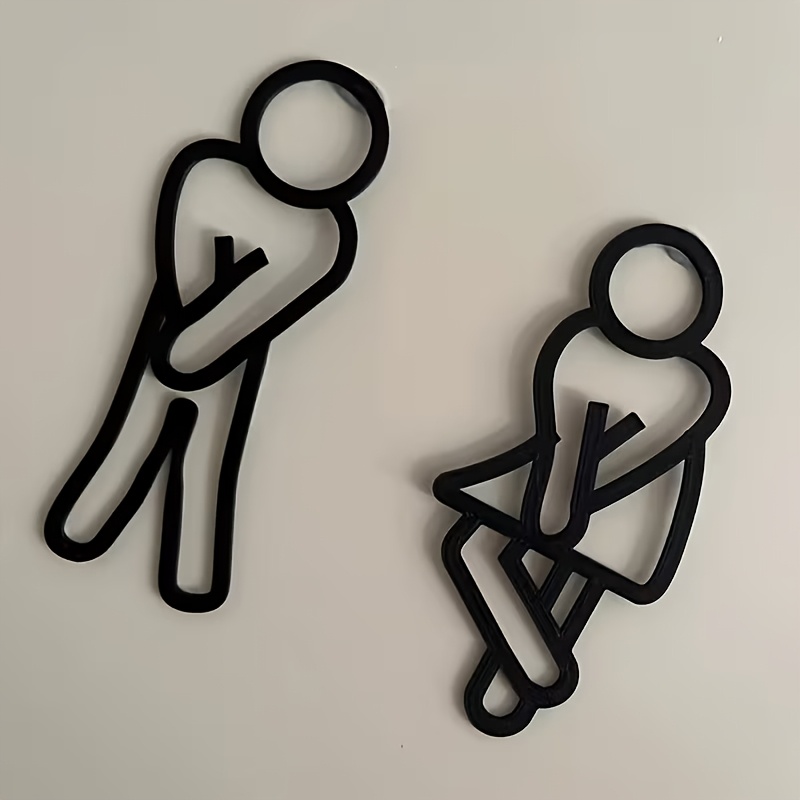 TEMU [2D ] Divertido letrero de baño - de orina para inodoro - Baños para hombres y mujeres - Letreros decorativos para puertas para damas y ,