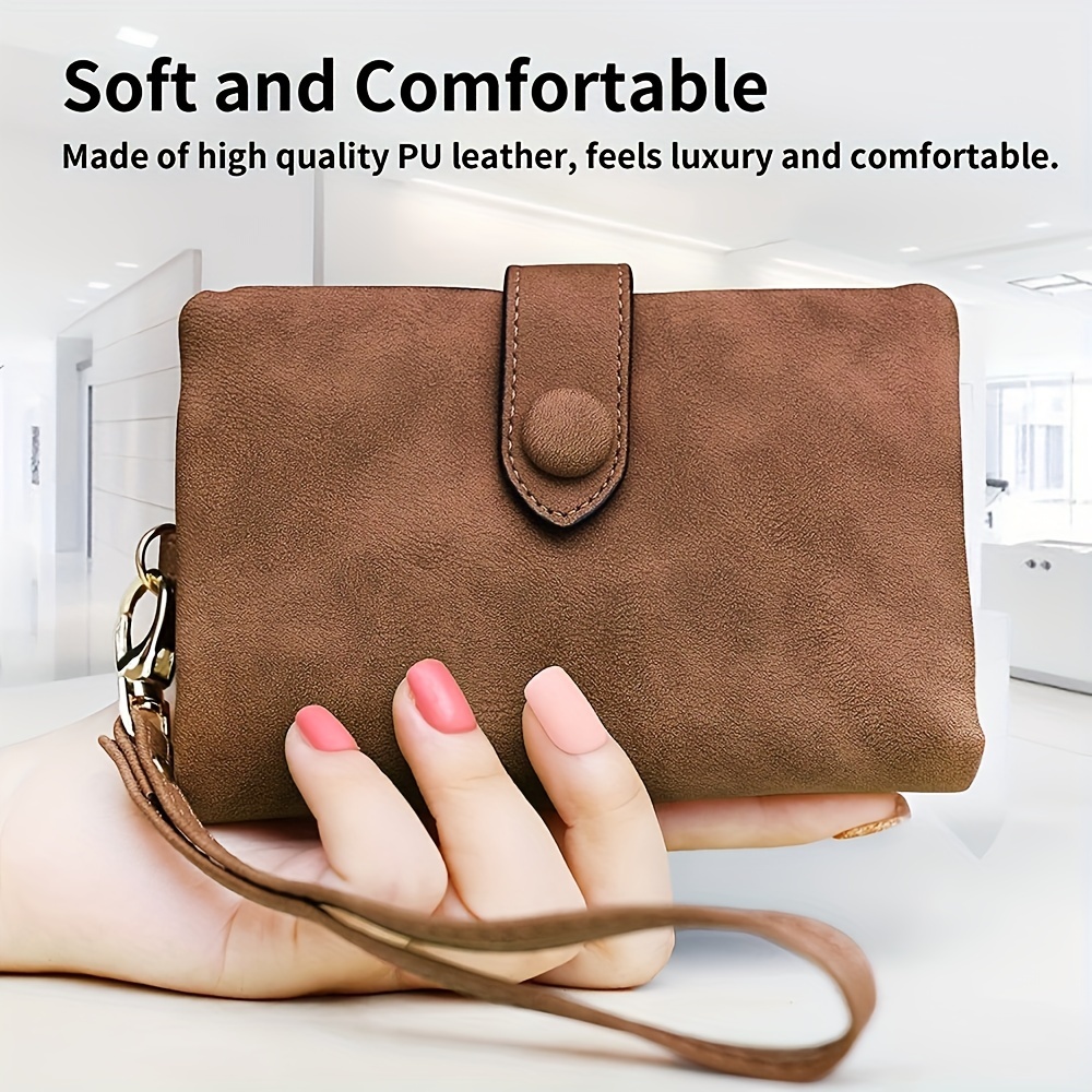 

Soft & Comfortable Women’ - Compact Brown Coin Purse With Snap Closure, Lightweight Design, And Wrist Strap For Use, Compact Coin Purse | Elegant Women's Accessory | Highquality, Small Purse