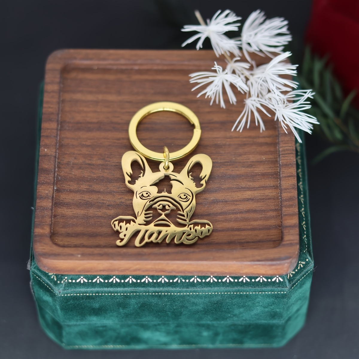 TEMU Adorable Personalized Keychain Featuring A French Bulldog, Perfect For Men And Women. Made Of Stainless Steel, Dog-themed Handbag Additions Make