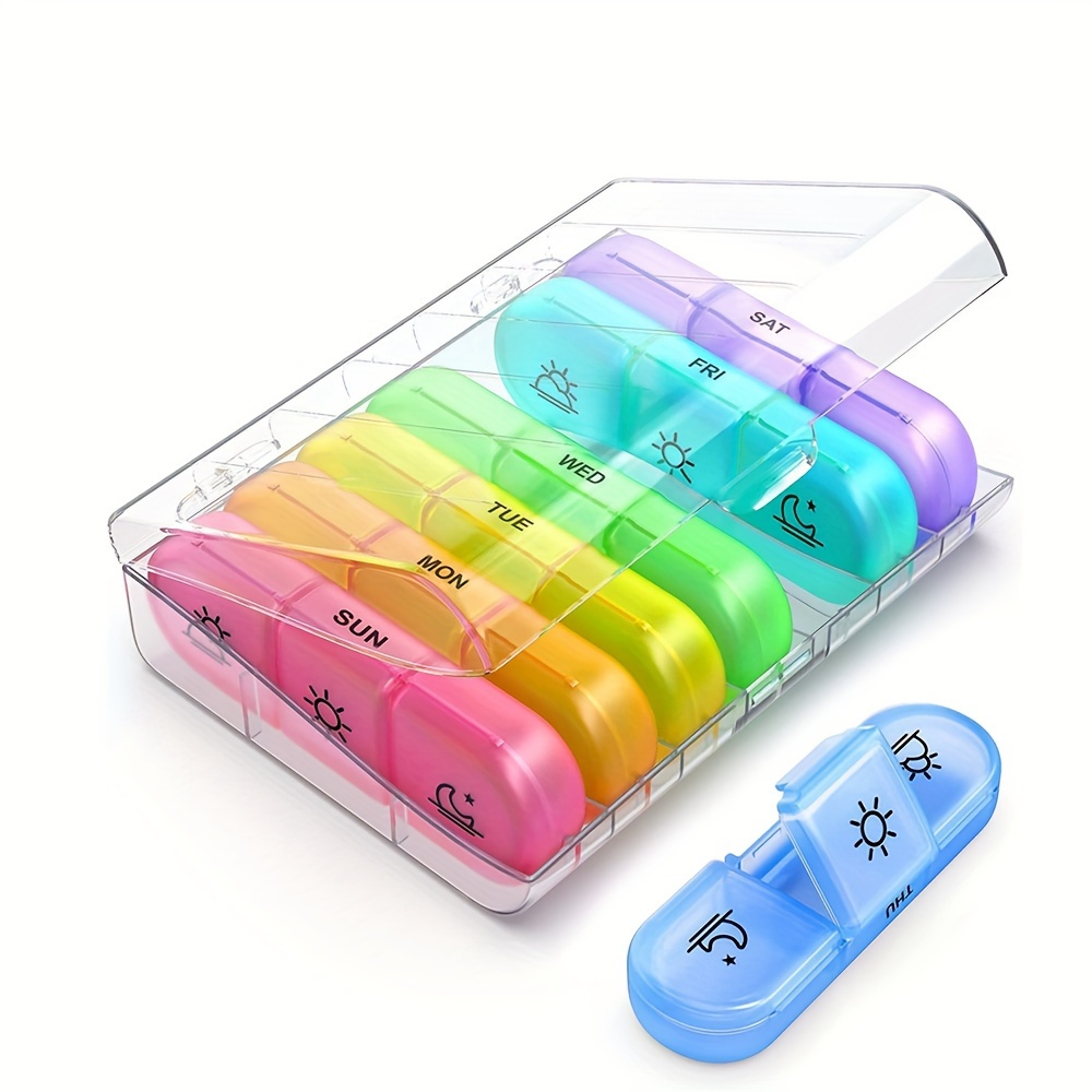 1pc Daily Pill Organizer, 7 Compartments Portable Travel Pill Case, Folding  Design, Pill Box For Purse Pocket To Hold Vitamins, Cod Liver Oil