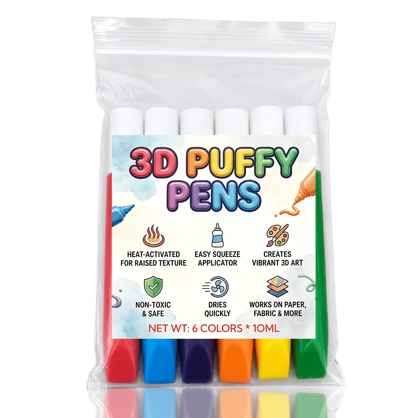 TEMU Popcorn Pens 3d Puffy Drawing Markers, Diy Craft Art Supplies, Holiday Birthday, For Greeting Cards And Scrapbooking