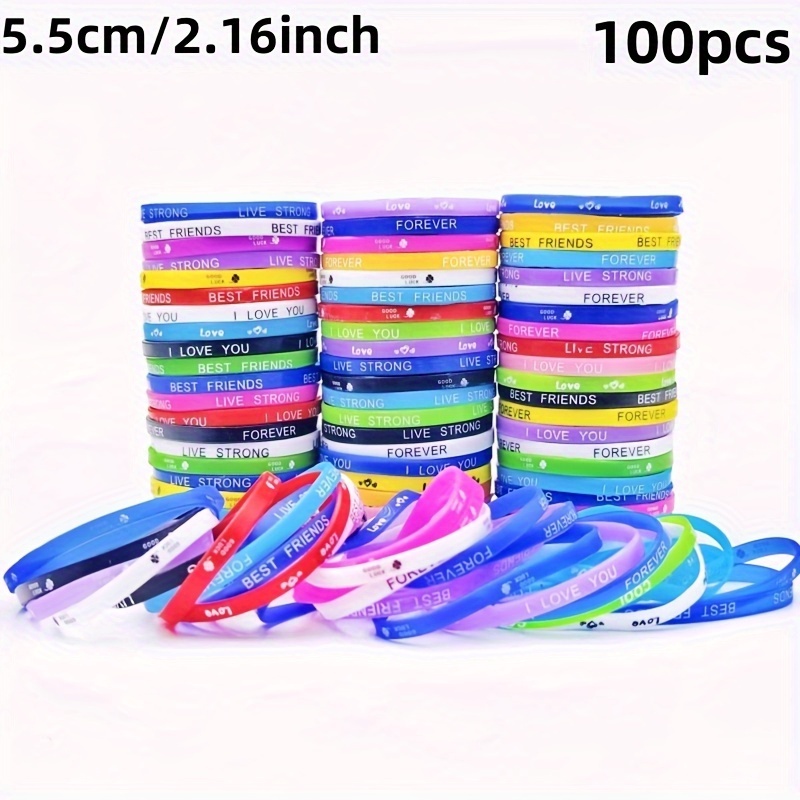 E-shop Neue 50/100 Stück/Sets Silikonarmbänder für Damen und Herren, Elastische Gemischte Stil Schmuckgeschenke in Verschiedenen Varianten, Armband