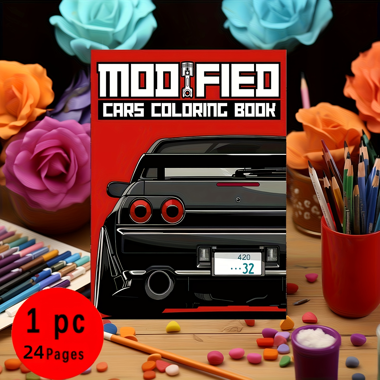 24-page "car Manual" Coloring Book - Detailed Car Illustrations, Ideal For , Couples, - Perfect For Halloween, Parties, And Holidays - Durable Paper, 24 Pages Of Back Paper Collection, Cute Car Decor