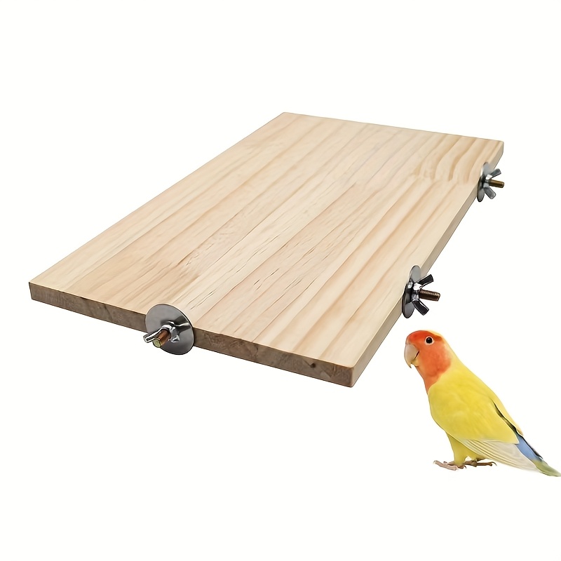 Large Bird Perch Platform, 13.6×7.9 Inches, Natural Wooden Small Animal Cage Accessories, Rectangular Vertical Rack Suitable For Parrots, Long-tailed , Macaws, Rats, Hamsters, Guinea Pigs, And