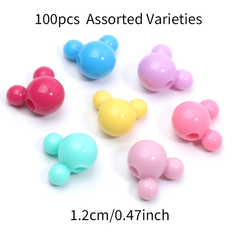 TEMU 12mm 100pcs Random Color Small Animal Acrylic Beads, Suitable For Diy Loose Bracelets, Necklaces, Earrings, And Phone Charms. Used For Birthday