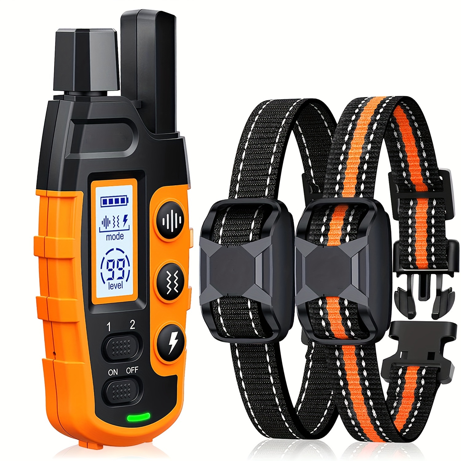 

1/2-pack Dog Training Collars With Remote, Adjustable Nylon Strap, Electric Shock, Vibration & Sound Modes, Rechargeable, 360ft Range, Waterproof, For Small To Large Dogs (5-150lbs)